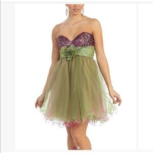 Sage and Fuchsia shimmer tulle sweetheart dress
